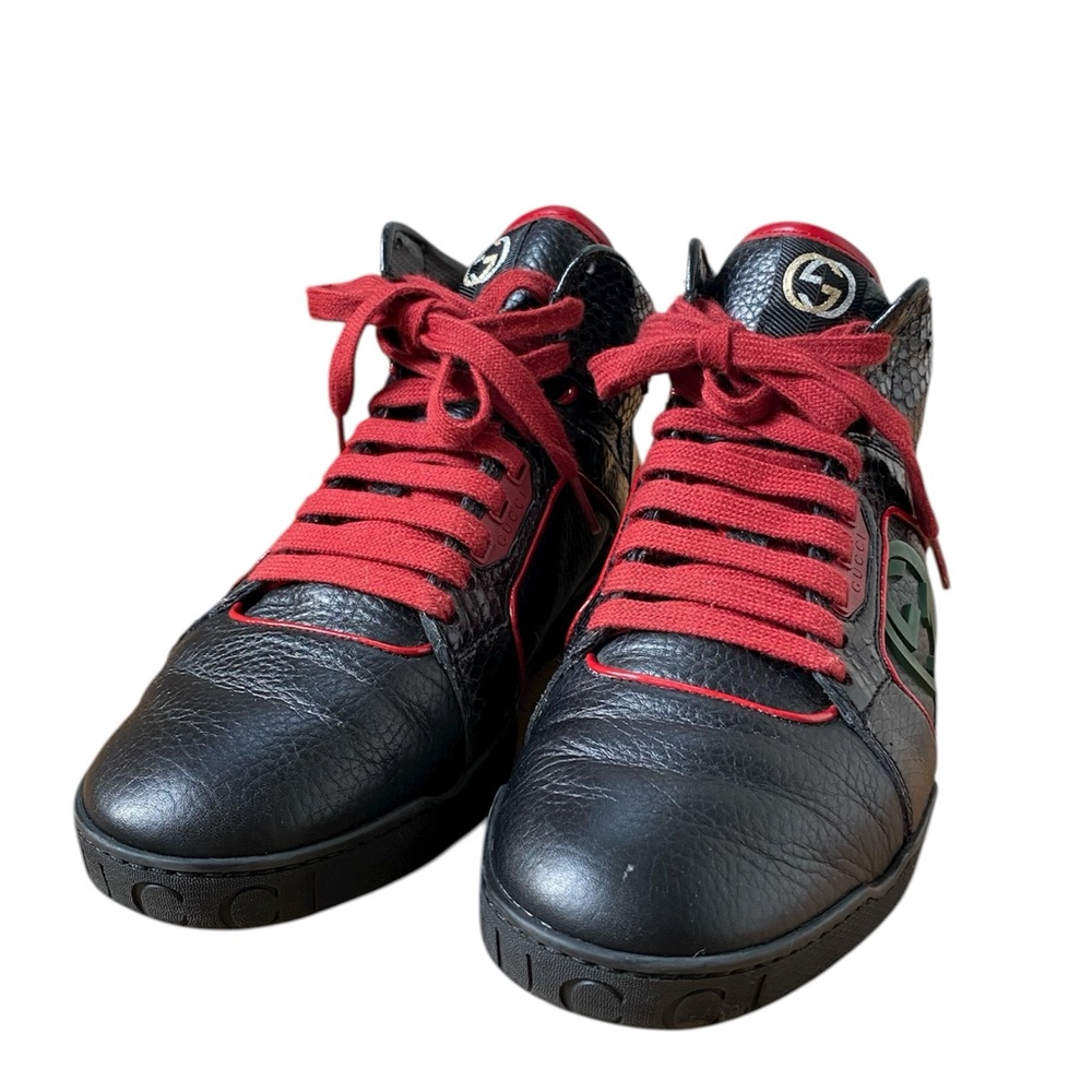 Gucci Snake Skin Cobra Coda Hightop Double GG Red Bottom Sneakers Unisex 6.5/8 - Picture 5 of 13